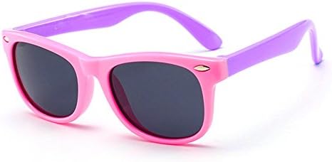 IWOCH Rubber Flexible Kids Polarized Sunglasses for Baby Girls age 3-10 Pink Purple