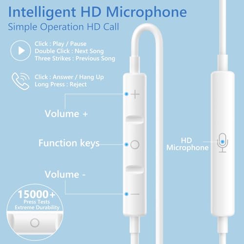 2 Pack Écouteurs Filaires pour iPhone, [Certifié MFi] Écouteurs Intra-Auriculaires, Casque Antibruit Stéréo HiFi avec Micro et Contrôle du Volume pour iPhone 14/14 Pro/13/12/11/XR/XS/X/8/7/SE