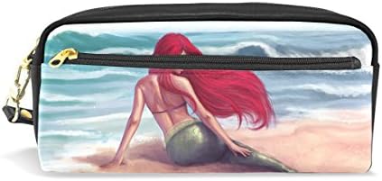 Pencil Case Hmbrothers Stylish Print Mermaid Pattern Large Capacity Pen Bag Makeup Pouch Durable Students Stationery Two Pockets With Double Zipper