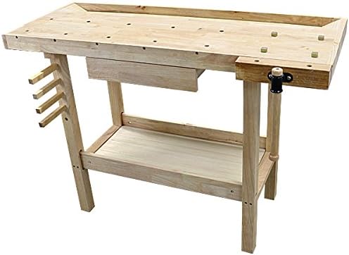 Amazon Co Jp ワークベンチ 木工作業台 天板幅約1253mm 天板奥行約500mm 耐荷重約100kg Diy バイス1基 木製作業台 工作台 作業台 日曜大工 ガレージ 引き出し 収納 棚 万能作業台 工作作業台 バイス 万力 ワークテーブル テーブル デスク 机 Workbenchs01 ホーム キッチン