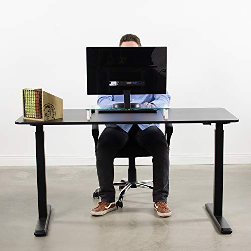VIVO Universal Black Table Top Designed for Height Adjustable Electric and Manual Standing Desk Frames up to 58" | Three Section Desktop (DESK-TOP2B)