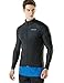 TSLA TM-MZS03-BLK_Large Men's UPF 50+ Zip Front Long Sleeve Top Rashguard Swimsuit MSZ03