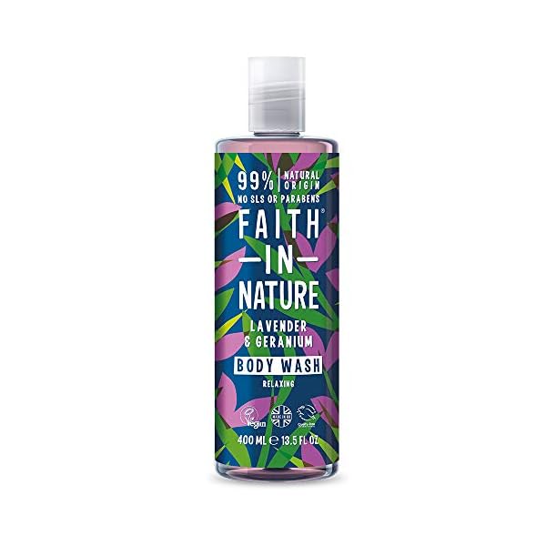 Faith-in-Nature-Natural-Lavender-Geranium-Body-Wash-Nourishing-Vegan-Cruelty-Free-Parabens-and-SLS-Free-400-ml Faith In Nature Natural Lavender and Geranium Body Wash, Nourishing, Vegan and Cruelty Free, No SLS or Parabens, 400 ml