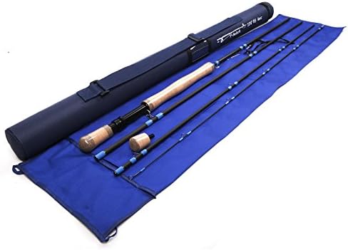 FullMoon Outfitters Switch Fly Rod 11ft 7wt 4-pc From FMO 36T SK Carbon Fiber Travel Steelhead, Salmon, Trout + FREE 4-PACK OF TIPPET TENDERS & 9' 0X LEADER