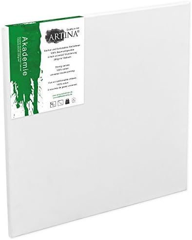 Artina Academy Blank Canvas 60 x 60 cm Framed Pre-Stretched Double Primed Flat Artist Canvas for Painting 23 x 23 Inch