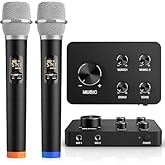 Wireless Microphone Karaoke Mixer System, Dual Handheld Wireless Microphone for Karaoke, Smart TV, PC, Speaker, Amplifier, Ch