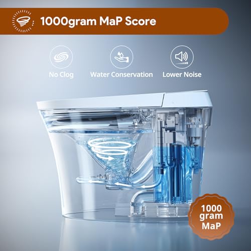 Uncle Brown ST12U Smart Toilet, ADA Height Bidet Toilet with Auto Open & Close Lid, 1000g MaP Flush Score, Foam Shield, PlasmaClean Technology, Hygienic Water Cleanse, Heated Seat & Warm Air Dryer
