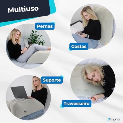 Almofada Triangular Inflável Elevação Descanso Apoio Pernas Lombar Cunha Ortopédica Travesseiro Gestante Vascular Leitura