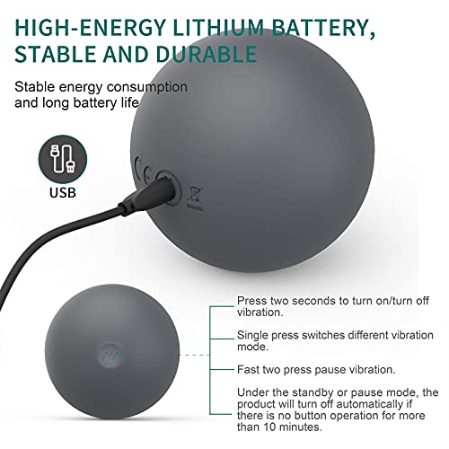 Electric Massage Lacrosse Balls, Therapy Ball for Trigger Point Massage, Deep Tissue Massager for Myofascial Release,Portable Fitness Massager, Vibrating Massage Ball for Exercise & Recovery (Gray)