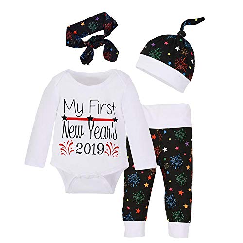 chinatera Baby Boys Girls Clothes New Year 2018/2019 Romper+Pants+Hat+Headband Outfit Set