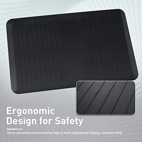 SHINEURI Comfort Mat, Anti Fatigue Mat to Reduce Back Pain Stain Resistance No - Slip Standing Mats with 3/4 inch Thick Ergo - foam Core, Suit for Kitchen, Office and Garage 20 x 32 x 3/4 inch - Black - Thumbnail 3