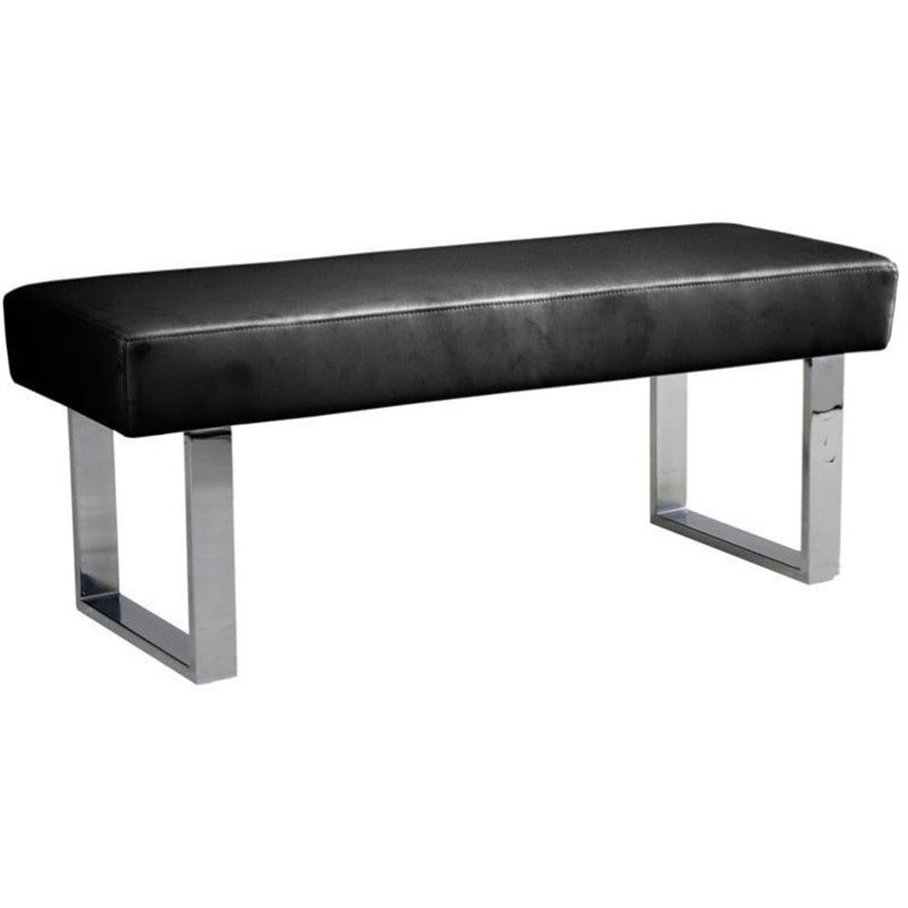 Armen Living Bench, Leather, Black, 48"x18"x19"