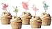 Meant2ToBe Ballerina Birthday Cake Bunting Topper with Pink Bows and Straws with Pink Dress- Dancing Girl Cupcake Toppers-Party Favors Birthday Party Decoration for Girls 28PCS