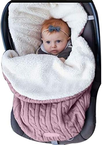 Jakipo Baby Carriage Warm Sleeping Bag Thick Plush Lining Knitted Bag Sleeping Bags