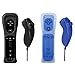 Poulep Gesture Controller and Nunchuck Joystick with Silicone Case for Nintendo Wii U Console (A- 2 Packs Black and Deep Blue)