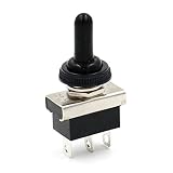 Baomain Car Toggle Switch SPDT Latching (Maintained) ON-Off-ON 3 Pin 3 Position 12V 25A with Waterproof Cover for Auto Car