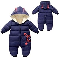 Riverdalin Newborn Baby Girls Boys Jumpsuit Snowsuit Winter Thick Warm Romper Hooded Outfits (Blue, 0-3 Months)