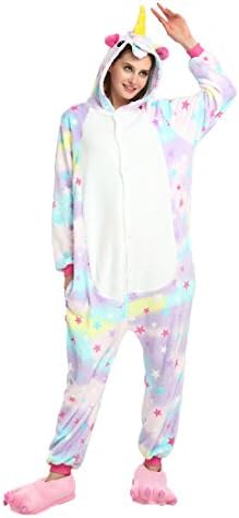 YD Cloud Adult Unicorn Pajamas for Men & Women & Girls Onesies Animals,Family Christmas Pajamas Cosplay Costumes (S(150cm-160cm), Star)