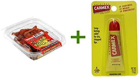 Alamo Candy Picositas Belt 5oz, (6 Pack), Carmex Moisturizing Lip Balm Tubes 1ct Bundle