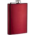 Top Shelf Flasks 8oz Hip Flask - Screw-On Leak Proof Cap - Gifts for Men - Groomsmen Gift - 1-PACK in Red