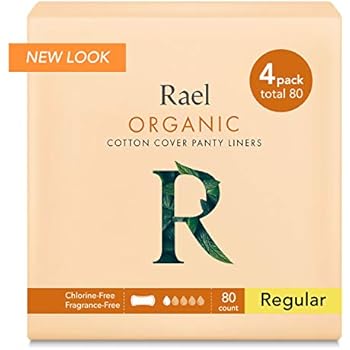 Rael Certified Organic Cotton Panty Liners, Regular - 4Pack/80 total - Unscented Pantiliners - Natural Daily Pantyliners (4 Pack)