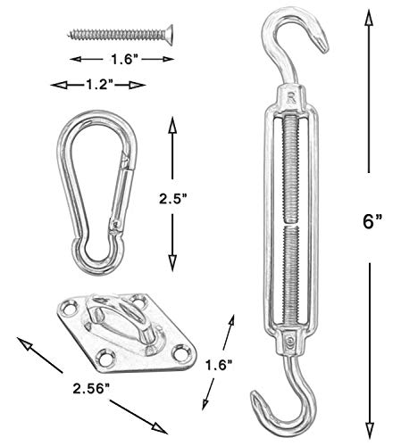 AXT SHADE Sonnensegel Hardware Kit 6" 316 Edelstahl für rechteckige und quadratische Sonnensegel Installation – Bild 3