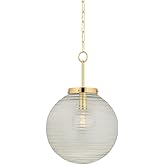 Hudson Valley Lighting 9917-AGB Falls Mills Damp-Rated Pendant, 1-Light E26 Medium Base, Aged Brass