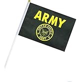 50 Pack Army Gold Crest Hand Held Flag,US Military Flags Small Mini Flag on Stick,Supplies for Parades,Decorative Items.