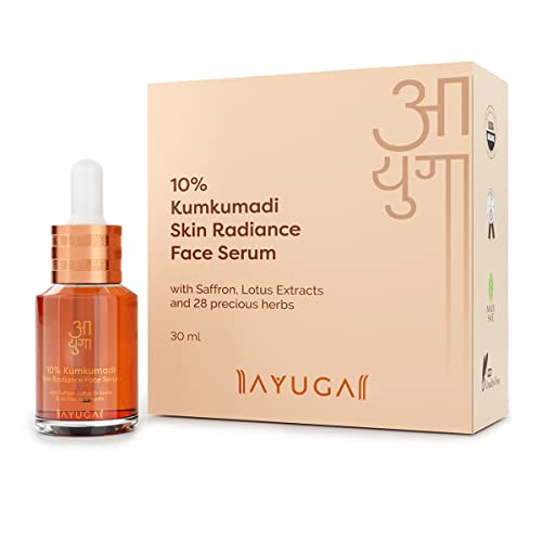 Ayuga 10% Kumkumadi Skin Radiance Oil-based Face Serum with Saffron & Lotus Extracts for Dull Skin, Pigmentation & Dark Spots | Kumkumadi Tailam Based Serum | 30 ml