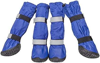 Megipet All Weather Dog Shoes Water Resistant Paw Protector Waterproof Dog Boots for Snow with Reflective Velcro Straps in 4 Sizes (L)