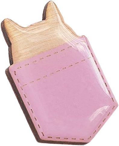 Friendy Brooch "Pocket with Ears" (Pink) – Wooden Fashion Brooch Accessories –1pc– Embellish Dresses, Backpacks, Purses, Sweaters, Tops or Hats – Handmade Pins and Brooches Jewellery–5 Designs Brooch