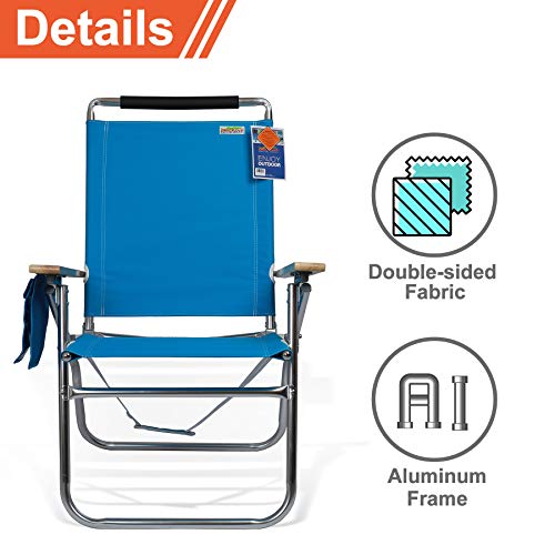 High Seat Beach Folding Chair Lightweight Alumium Frame Recline with