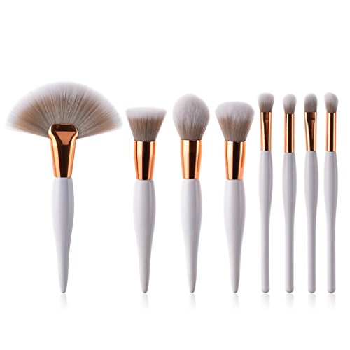 NEW 8Pcs Professional Makeup Brushes Set Powder Blush Foundation Eyeshadow Make Up Fan Brushes Cosmetic Sets White