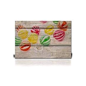 Canvas Wall Art - Colored Candies on Wooden Background - Giclee Print Gallery Wrap Modern Home Art Ready to Hang - 12" x 18"