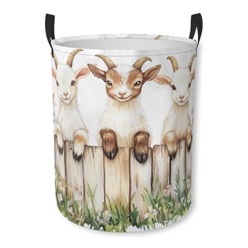 Cute Goats Laundry Basket Animal Foldable Laundry Hamper with Handles Clothes Storage Bin for Household Bedroom Bathroom Dorms 17.3"x13.6" at Amazon