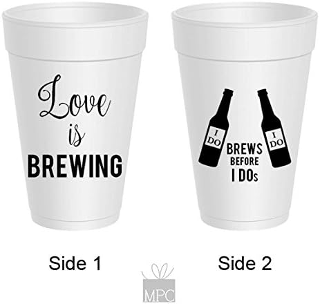 Love is Brewing, Brews before I Dos, Wedding Shower Styrofoam Cups (10 cups)