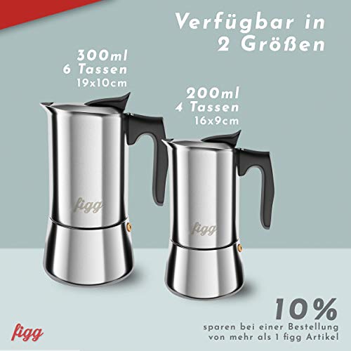 figg Espressokocher Induktion geeignet - Edelstahl - Espressokanne 4-6 Tassen Espresso - 170-235 ml Kaffeekocher mit… – Bild 7