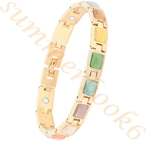 Women Magnetic Therapy Opal Bracelets Health Copper Zinc Alloy Bracelet Pain Relief for Arthritis (Colour)