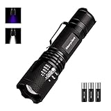 Morpilot 2 in 1 UV Flashlight LED Tactical Flashlight Handheld Black Light Flashlight with 3 AAA Batteries，Ultraviolet Urine Detector for Spot Carpet Pet Urine Stain Catch Scorpions