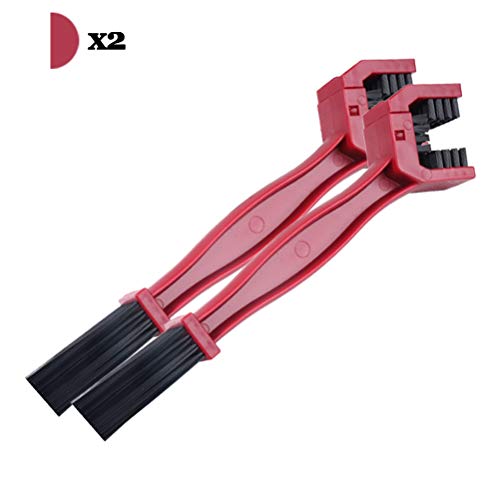 AUTDER Chain Brush Bike Cleaning Tool Cycling, for Motorcycle Maintain Bicycle Pack of 2 (Red,Red)