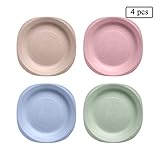 UPSTYLE Children Plates Wheat Straw Healthy and Unbreakable Dinner Plate Tableware Dish for Kids (4-pack)