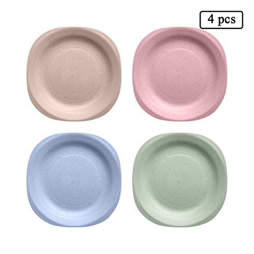 UPSTYLE Children Plates Wheat Straw Healthy and Unbreakable Dinner Plate Tableware Dish for Kids (4-pack)