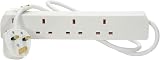 Mercury 4 Gang Extension Lead 5m White UK 13A Copper Wire 4 Socket Wall view 3
