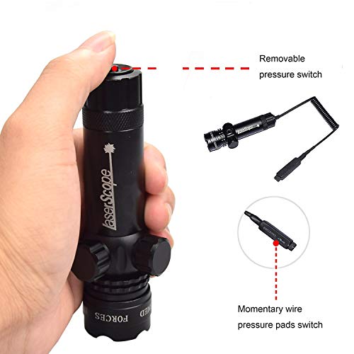 Twod Gun Sight Laser Green Dot 532nm Rifle Scope with 20mm Picatinny Mount & 1'' Ring Mount Adapter Remote Pressure Switch