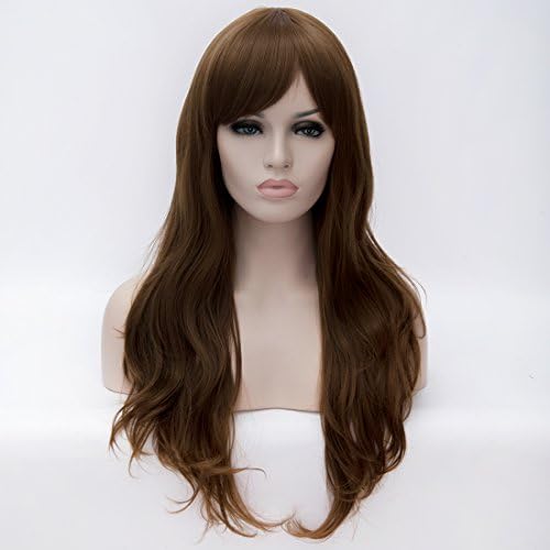 Wigs for Women Medium Brown Wig Synthetic Women's Wigs 28 Inch Long Wavy Wonderful Natural Wig