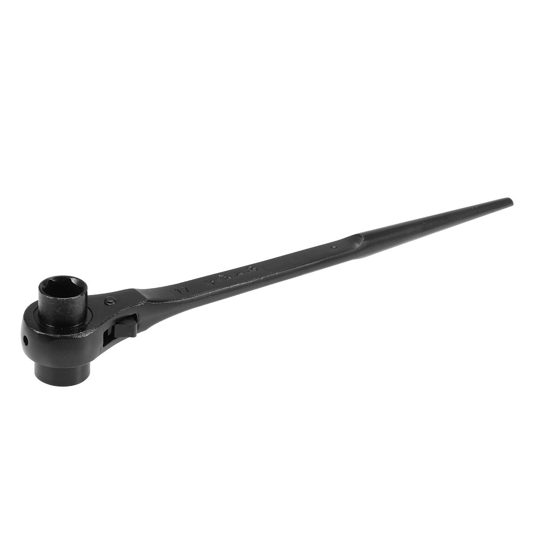 sourcing map 17 x 19mm Hexagon Scaffold Podger Ratchet Spanner Ratcheting Socket Wrench Tool (Black)