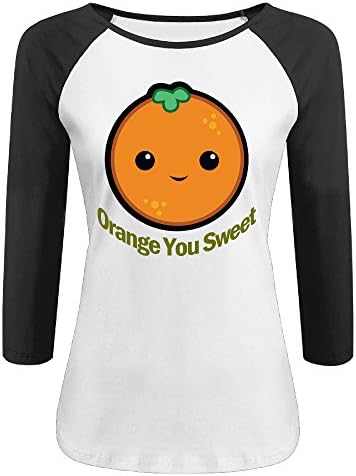 Xiisxin Orange You Sweet Women's 3/4 Sleeve Jersey Shirt Baseball Tee Raglan T-Shirts S Black