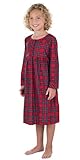 PajamaGram Big Girls' Stewart Plaid Flannel Nightgown