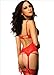 Diougens Lee Women's Sexy Erotic Lingerie Strings Teddy Romper Stripper Wear Underwear bodysuits+A Pair of Stockings (Red)