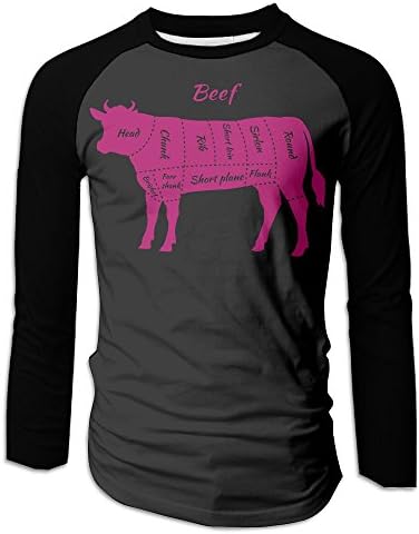 DM7HH Mens American Cuts Of Beef Raglan Baseball Tshirt, Long Sleeve Overdress For Man